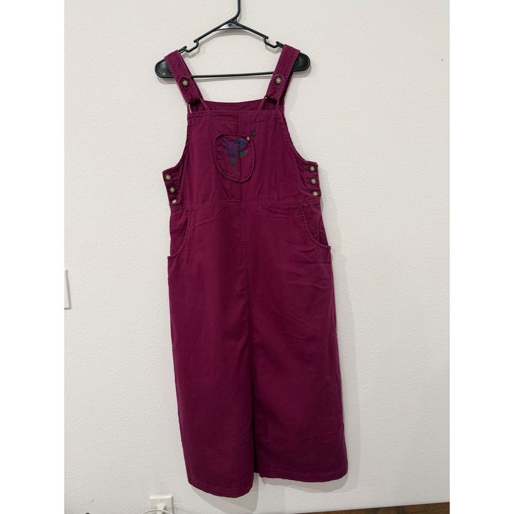 Eric Charles Plum Purple Floral Embroidered Pinafore Jumper Dress Midi M
